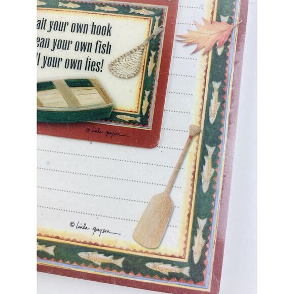 LINDA GRAYSON MAGNETIC NOTE PAD Fishing Rules Bait Hook Man's Place on Boat USA - Picture 3 of 8